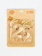 Свеча в торт юбилейная «Грань», цифра 25, золотой металлик, 6.5 см - Фото 5