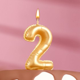 Свеча в торт "Шары", цифра 2, золотой металлик, 5,5 см