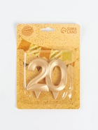 Свеча в торт юбилейная «Грань», цифра 20, золотой металлик, 6.5 см - Фото 5