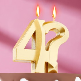 Свеча в торт "Грань", цифра 4?, золотой металлик, 6,5 см