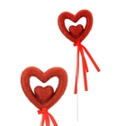Сердце сувенирное на палочке блёстка d=6,8 см "Вставка", красный - Фото 1
