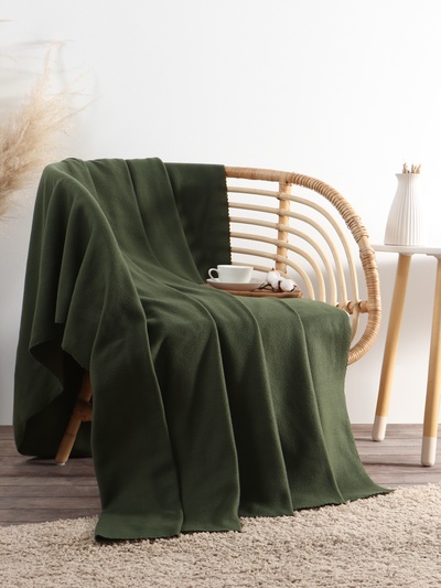 Плед "Экономь и Я" Темно-зеленый 75*100 см, пл.160 г/м2, 100% п/э