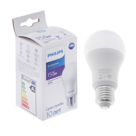 Лампа светодиодная Philips Ecohome Bulb 840, E27, 15 Вт, 4000 К, 1450 Лм, груша