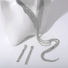 Набор 2 предмета: серьги, колье «Лёд» дорожка с лесенкой, цвет белый в серебре, 39 см - фото 7628189