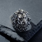 Кольцо «Перстень» лев, цвет чернёное серебро, безразмерное - фото 306243631