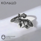 Кольцо "Перстень" хамелеон, цвет чернёное серебро, безразмерное - фото 777510