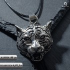 Кулон унисекс «Тигр», цвет чернёное серебро на чёрном шнурке, 50 см - фото 318766232