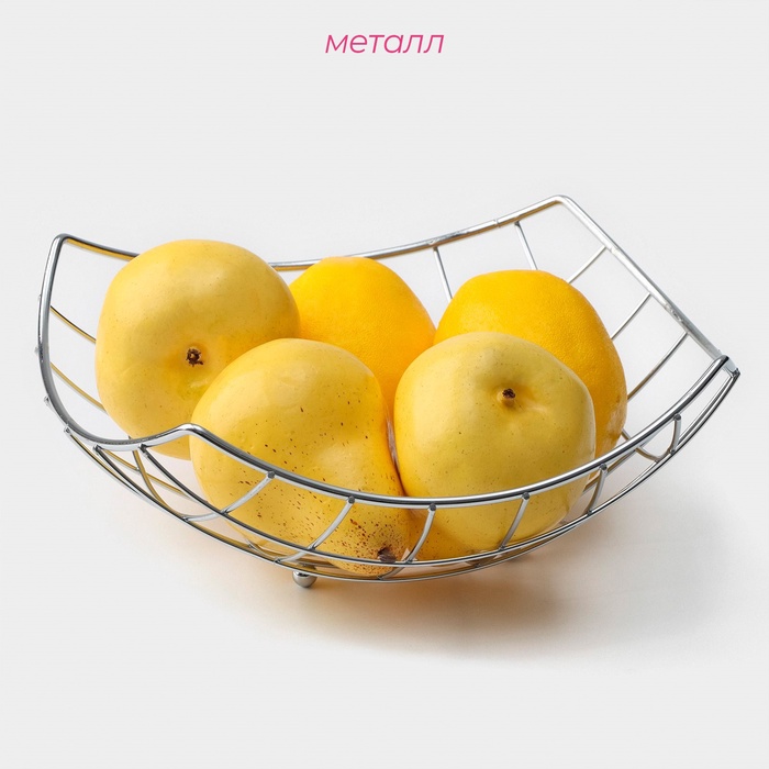 Фруктовница Доляна «Решето», 23.5×23.5×10.5 см, хромированная - Фото 1