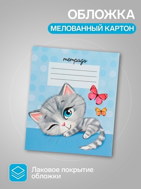 Комплект тетрадей из 10 штук, 12 листов в линию Calligrata "Котята", обложка мелованный картон, ВД-лак, блок офсет, белизна 95%, 5 видов по 2 штуки