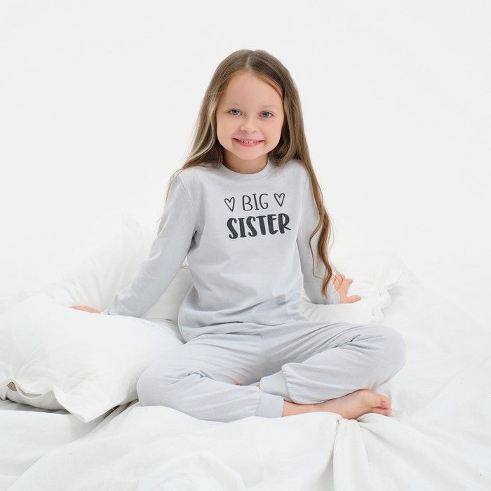 Пижама детская для девочки KAFTAN Sister, р.30 (98-104), серый - фото 1907371406