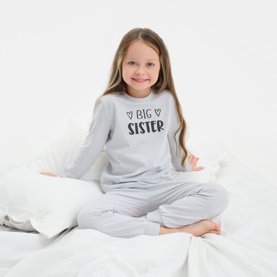 Пижама (лонгслив и брюки) для девочки KAFTAN: Big Sister, серая, размер 32 (110-116 см)