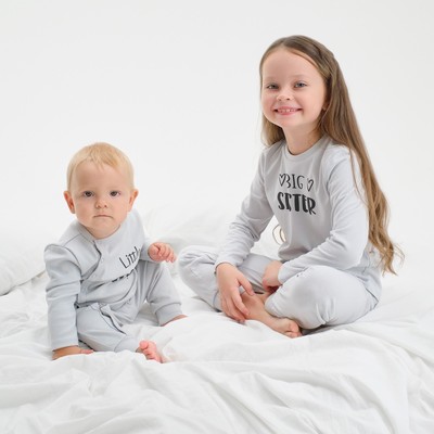 Пижама (лонгслив и брюки) для девочки KAFTAN: Big Sister, серая, размер 32 (110-116 см)