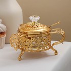 Сахарница «Котелок», 200 мл, 16×16.5×11 см, с ложкой, металл, золотистая - Фото 1