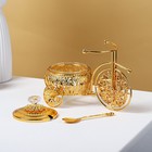 Сахарница «Велосипед», 220 мл, 22×13×13 см, с ложкой, цвет золотой - Фото 2