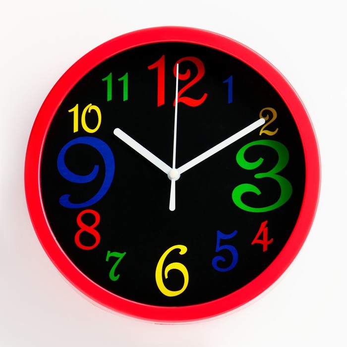 Часы настенные, серия: Детские "Цветные цифры", дискретный ход, d-20 см, АА