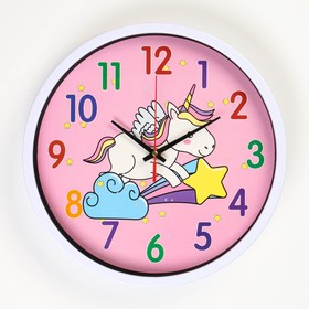 Детские настенные часы "Единорог", дискретный ход, d-30 см