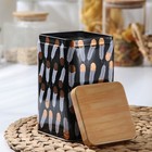 Банка для сыпучих продуктов «Перо», 9×9×15 см, цвет чёрный 7393669 - фото 16325163