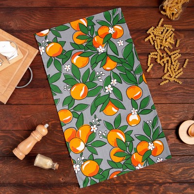 Полотенце кухонное «Доляна» Orange, серое, 35×60 см