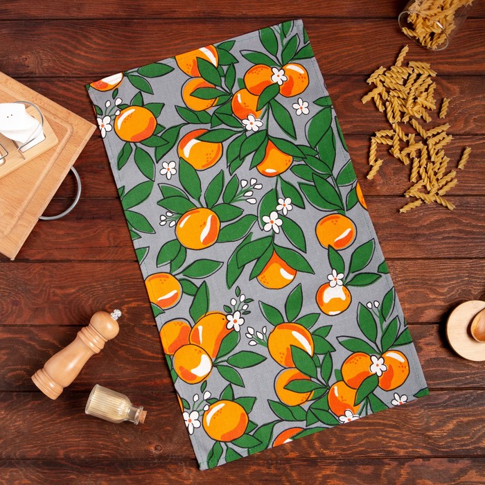 Полотенце кухонное «Доляна» Orange, серое, 35×60 см - Фото 1