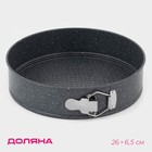 Форма Доляна для выпечки «Элин Мрамор», 26×6,5 см, съёмное дно, антипригарное покрытие, цвет серый - Фото 1