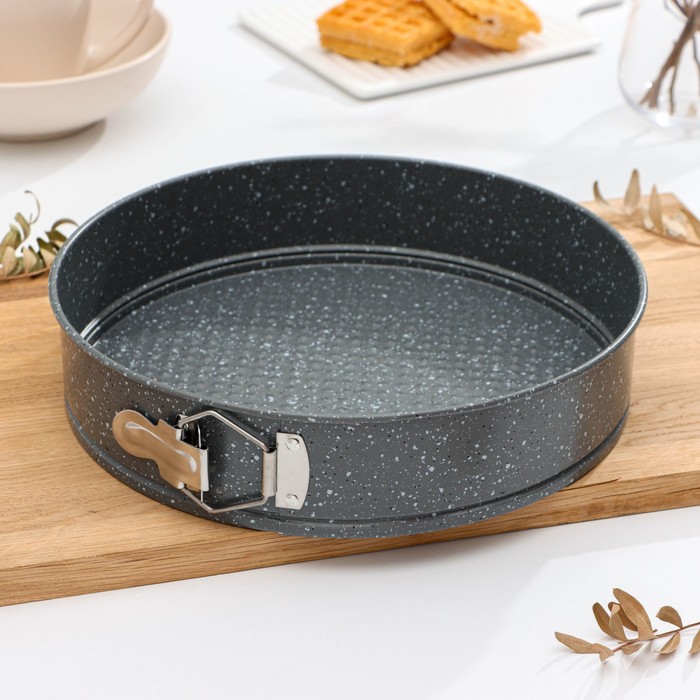 Форма Доляна для выпечки «Элин Мрамор», 28×6.5 см, съёмное дно, антипригарное покрытие, цвет серый - Фото 1