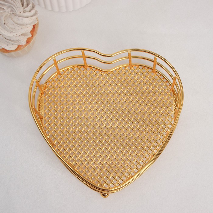 Подставка для фруктов «Сердце», 17,5×16×6 см, цвет золотой