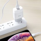 Сетевое зарядное устройство Hoco C73A, 2 USB, 2.4 А, кабель Lightning 1 м, белый - Фото 10