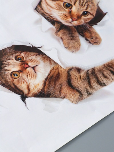 Наклейка интерьерная 3D на стену TAKE IT EASY «Три котика», 60×40 см, детская, влагостойкая, ПВХ