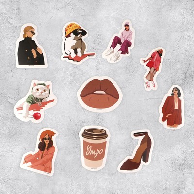 Наклейки-стикеры, 7×6 см, набор 10 шт.