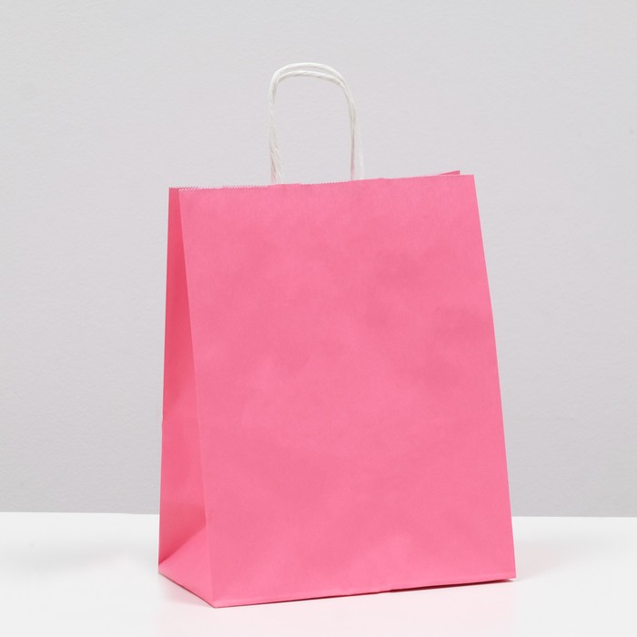 Пакет подарочный крафт розовый 22 х 12 х 27 см - Фото 1