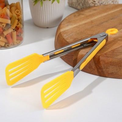 Щипцы кулинарные Доляна «Лопатка», 25×5 см, цвет жёлтый