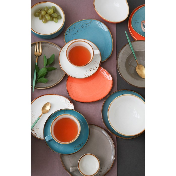 Тарелка фарфоровая для пасты Magistro «Церера», 400 мл, d=19,5 см, цвет оранжевый - фото 1885303762