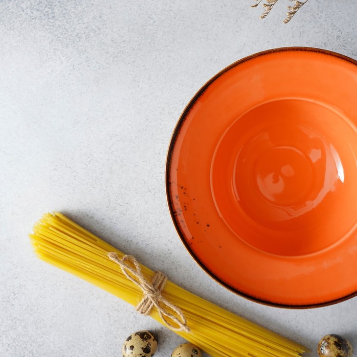 Тарелка фарфоровая для пасты Magistro «Церера», 400 мл, d=19,5 см, цвет оранжевый - фото 1885303754