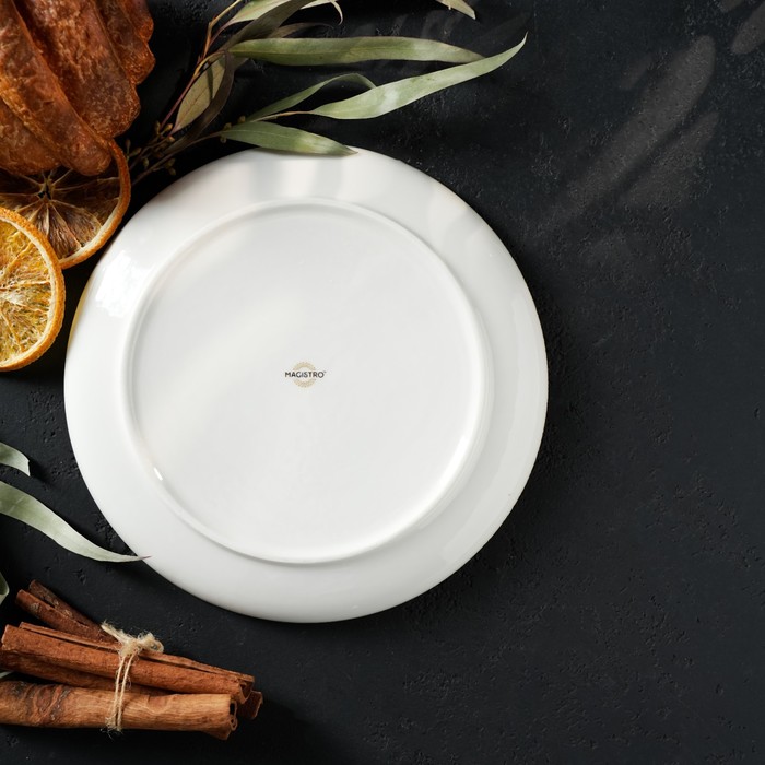 Тарелка Magistro «Церера», d=20 см, фарфор, оранжевая - фото 114050998