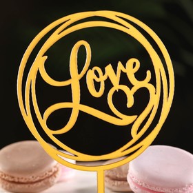 Топпер для торта Love, золото (комплект 5 шт)
