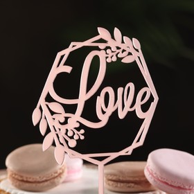 Топпер для торта Love, розовое золото (комплект 5 шт)
