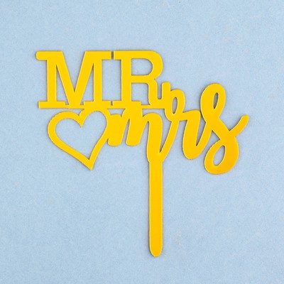 Топпер для торта «Mr&Mrs», золото