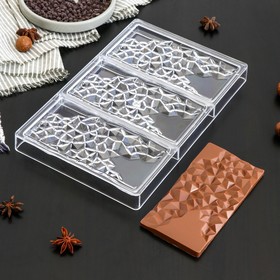 Форма для шоколада и конфет KONFINETTA «Иней», 3 ячейки, 27,5×17,5×2,5 см, ячейка 15,3×7,5×0,8 см