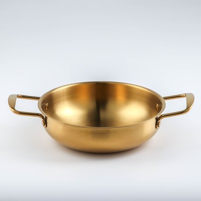 Сотейник, d=20 см, h=6, толщина 1 мм, 201 сталь, золотистый