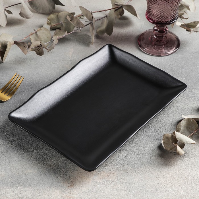 Блюдо для подачи «Чёрный Восток», 25.5×17.2×3 см, пластик, чёрное - Фото 1