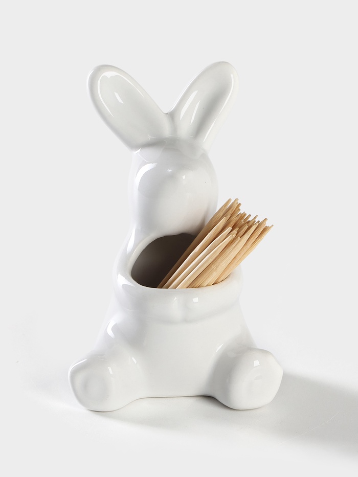Подставка под зубочистки Доляна «Зайка», 5.5×5×9 см, белая - Фото 1