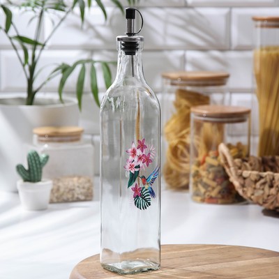 Бутылка стеклянная для соусов и масла Доляна «Тропики», 500 мл, 6×29 см