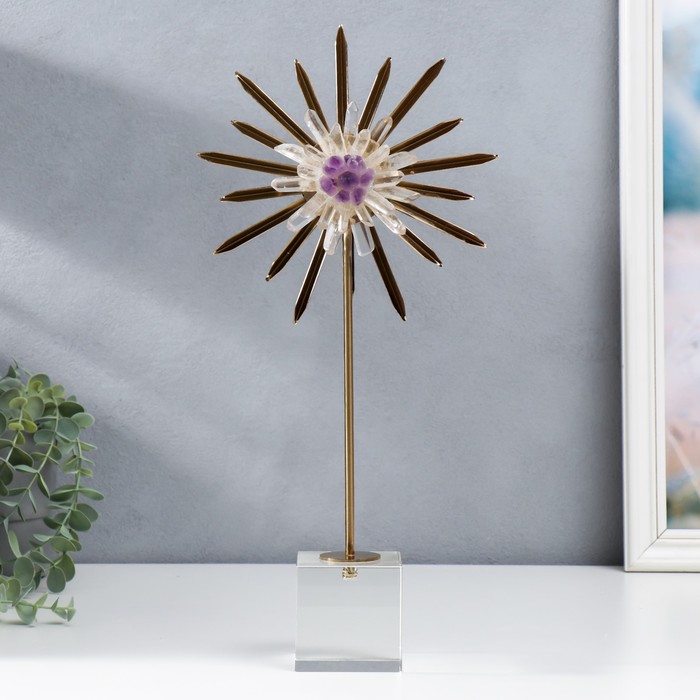 Сувенир интерьерный стекло, кварц "Солнечный цветок из горного хрусталя" 42х8х20 см - Фото 1