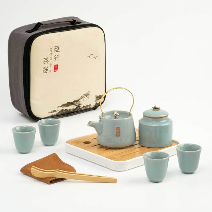 Набор для чайной церемонии 10 предметов, на 4 персоны, чашка 55 мл, чайник 200 мл, серый - Фото 1