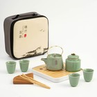 Набор для чайной церемонии 10 предметов, на 4 персоны, чашка 55 мл, чайник 200 мл, зеленый - фото 1039891