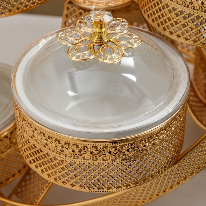 Подставка для десертов «Гавана», 35×35×53, 6 секций, цвет металла золотой - фото 1907372639
