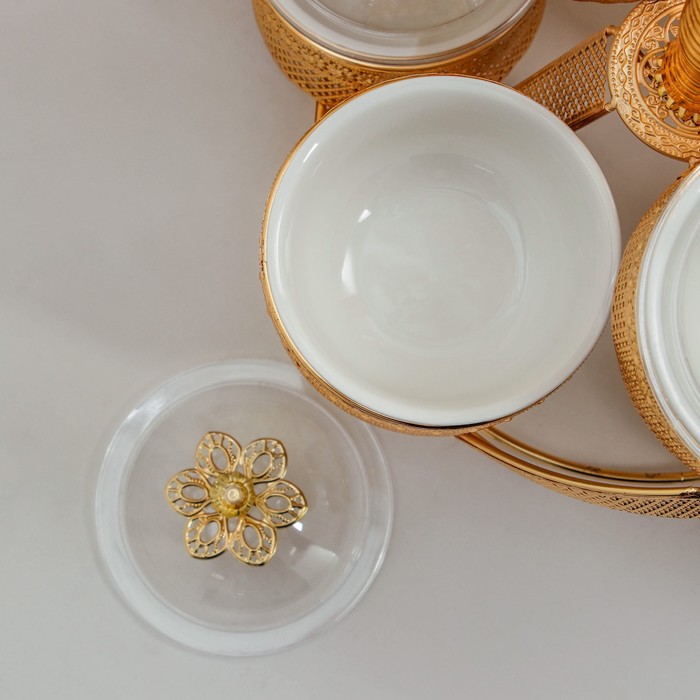 Подставка для десертов «Гавана», 35×35×53, 6 секций, цвет металла золотой - фото 1907372641
