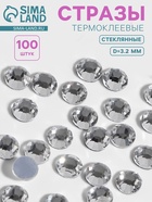 Стразы термоклеевые «Круг», стеклянные, d=3.2 мм, 100 шт., цвет серебряный - Фото 1