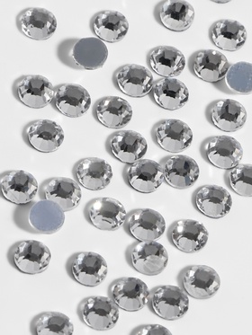 Стразы термоклеевые «Круг», стеклянные, d=3.2 мм, 100 шт., цвет серебряный (комплект 5 шт)