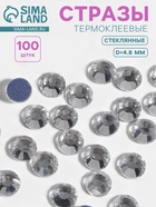 Стразы термоклеевые «Круг», стеклянные, d=4.8 мм, 100 шт., цвет серебряный - Фото 1